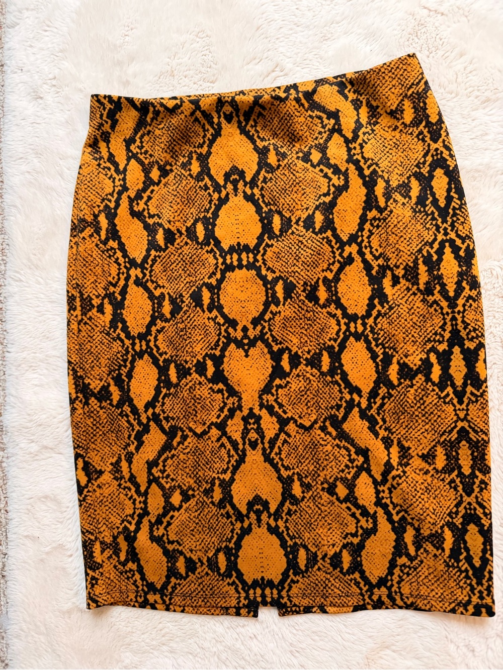 Women’s Orange Snake-Print Pencil Skirt